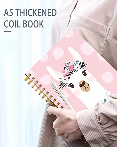 iampanda Spiral Journal Notebook,Strong Twin-Wire Binding with Premium Paper for Girl Women,Funny 60 Sheets A5 College Ruled Notebook/Journal,Perfect for School Office Home Gifts,Cute Llama Pink - color: Cute Llama Pink