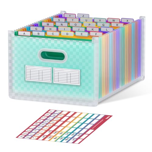 ThinkTex 26-Pocket Accordion File Organizer, Upright & Open Top | A–Z Colorful Tabs, High Capacity Expanding File Folder, Letter/A4 Size Essentials for School, Home, and Office- Green - color: Green, size: 26 Pockets