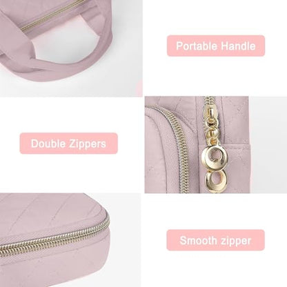 MOSISO 360 Protective Laptop Case 13.3 inch, 13-13.3 inch Laptop Sleeve Compatible with MacBook Air/Pro 13/Pro 14,HP Dell ASUS Lenovo, Square Quilted Bag Cover with 2 Pockets&Handle&Belt, Pink - color: Pink, size: 13.3 inch