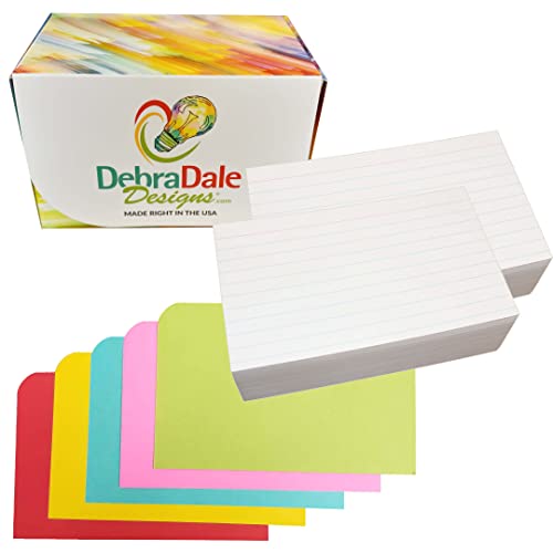 Debra Dale Designs - 3 x 5 Ruled Index Cards - White - 200 Cards with Dividers - Filing Storage Box - Super Thick Extra Heavy 200# Index Tag Card Stock - 326 GSM - style: 3 x 5 Ruled Unpunched