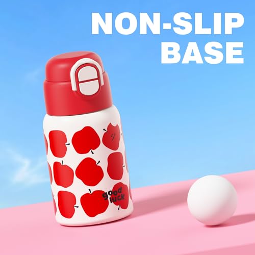 SDGA+ 22 oz Kids Water Bottle with Lid and Straw, Insulated Stainless Steel Tumbler Leak Proof, Portable Iced Travel Coffee Mug, Apple - color: Red Apple