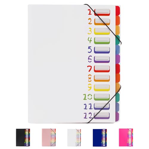24 Pockets Expanding File Folder Organizer,Accordion File Organizer | A4 Letter Size ,Rainbow Tab, for Home/Office/School Document Organizer (white) - color: White