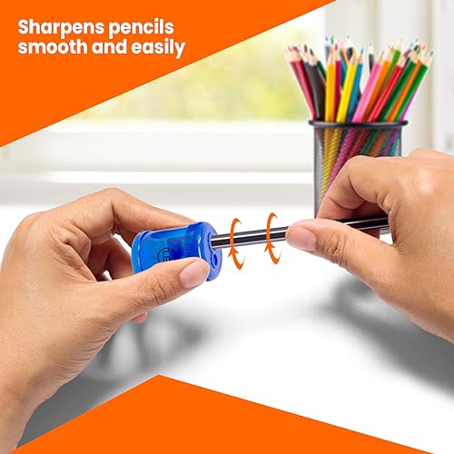Pencil Sharpeners, 3 Pack Blue Dual Hole Sharpener with Receptacle Pencil Sharpener Manual Pencil Sharpeners for Regular and Oversized Pencils or Crayons - size: 3 Pack