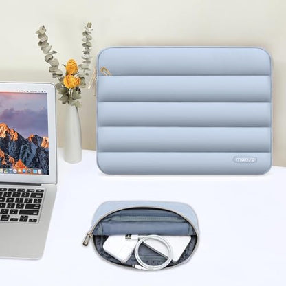 MOSISO Laptop Case 14 inch, 14 inch Puffy Laptop Sleeve, Baby Blue | Compatible with HP Lenovo Dell ASUS Acer, HP Stream, Dell Latitude, Lenovo IdeaPad, Polyester Horizontal Bag with Small Case - color: Baby Blue, size: 14 inch