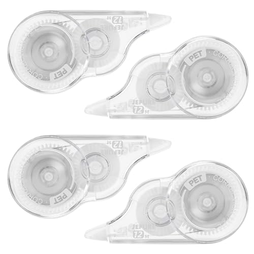 4 Pcs Correction Tape, 39.4 Ft White Wrong Out Tear-Resistant Bulk, Instant Corrections Easy To Use Applicator for School, Office, Note Taking, Journal (Tape Width 0.2 in, Clear) - size: 1 Count (Pack of 4)