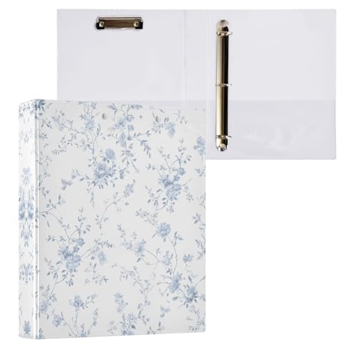 Blue Floral 3 Ring Binder 1.5 inch Binders Three Ring Binders with Clipboard Hold 200 Sheets for Office Supplies - color: Blue Floral Pattern Print