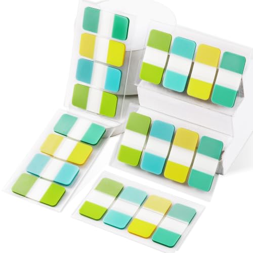 Golcellia 480 Pieces Sticky Index Tabs Transparent Sticky Notes, Colored Page Markers for Bookmarks, Writable and Repositionable Index Annotation Tabs(Teal,Blue,Yellow,Green) - color: Teal,blue,yellow,green, size: 3.6" x 2.8"