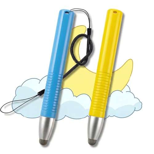 2 Pack Kid-Friendly Stylus Pens for Touch Screens Tablet Stylus Pen with Tether Anti-Rolling Universal Kids Tablet Touch Screen Stylusand for Screen Devices