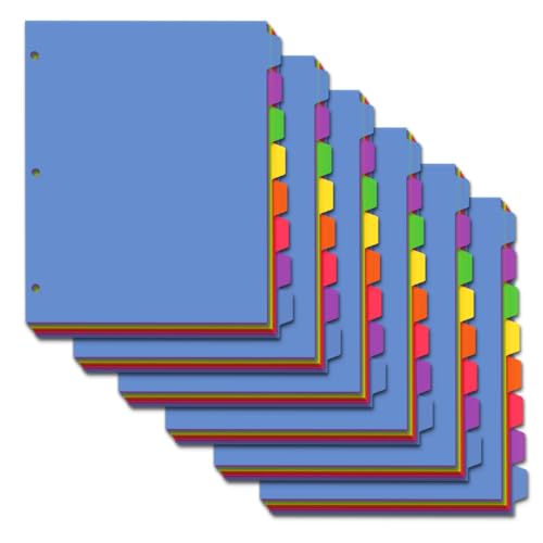 8 Tab Binder Dividers for 3 Ring Binder, Write & Erase Plastic Dividers with Tab, Rainbow Color, Notebook Dividers for School & Office, 6 Sets - color: Rainbow, size: 8TAB-6SET