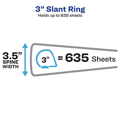 Avery Heavy-Duty View 3 Ring Binder, 3" One Touch Slant Rings, Holds 8.5" x 11" Paper, 2 White Binders (79791) - size: 3"