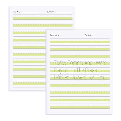 zmybcpack 2 Pack 8.5" x 11" Highlighted Write Beginner Paper for Kids | Handwriting Paper for Kids Letter Positioning (100 Sheets Each Pack, Double Printed)