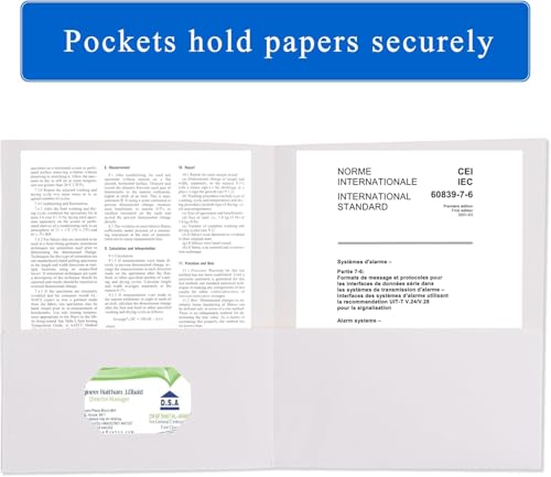 Zzrywuty 100 Packs Two Pocket File Folders with Business Card Slot,Textured Paper,Letter Size,Holds 100 Sheets for School,Office,Business,White - color: 100pcs-white