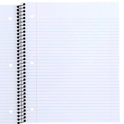 Mead Spiral Notebook, 5 Pack, 3 Subject, Wide Ruled Paper, Plastic Cover, 8" x 10-1/2", 120 Sheets per Notebook, Black, Red, Blue, Green and Yellow (930100A-ECM) - style: Wide Ruled