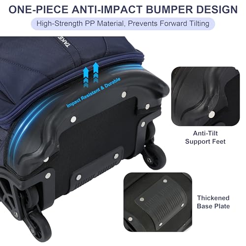 NEW TILAMI 18 Inch Expandable Rolling Backpack with 6-Wheel Stair Climbing, Waterproof Wheeled School Bag with 15.6" Laptop Sleeve for Boys Girls, Carry-on Luggage 98cm Dual-Height Handle - Navy Blue - color: Navy Blue