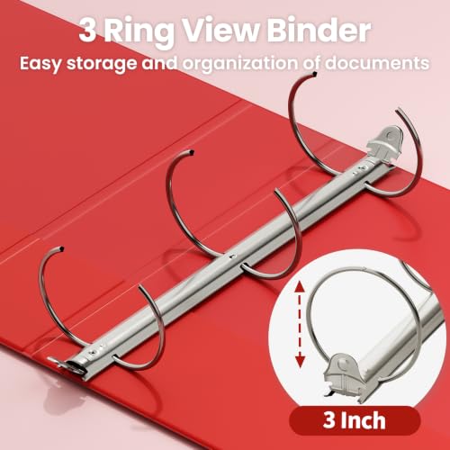 SUNEE 7.6cm(3인치) 바인더 3링 6팩, 대형 7.6cm(3인치) 클리어 뷰 3링 바인더, PVC 프리, 학교 또는 사무용품용, 클래식 모음 - color: 클래식 모음, size: 3인치