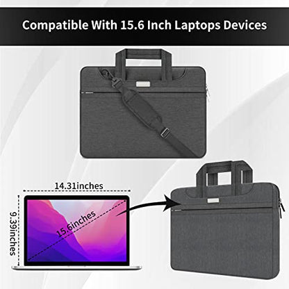 HESTECH 15.6 Inch Laptop Shoulder Bag - Case Sleeve for MacBook Air 15Inch M2/M3, MacBook Pro 16 Inch M3/M4, Acer/HP/Dell/Asus - Black - color: Black, size: 15.6"-16 Inch