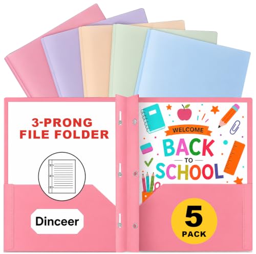 Plastic Pocket Folders with Prongs, Heavy Duty 2 Pocket Poly Folder Set, Bright Assorted Colors, Letter Size 8.5 x 11, Metal Fasteners, Business Card Slot (5, Morandi) - color: Morandi