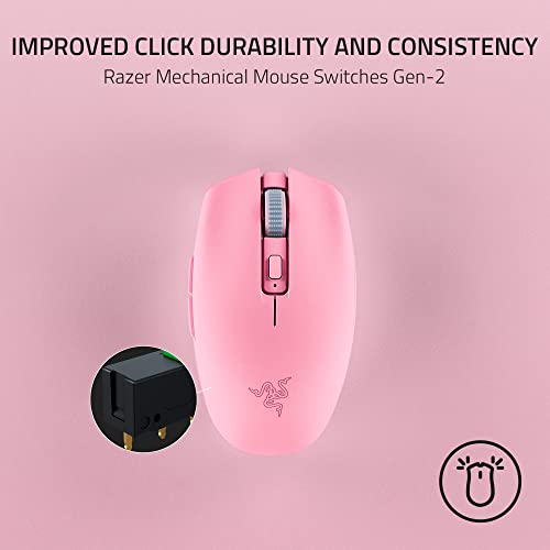 Razer Orochi V2 Mobile Wireless Gaming Mouse: Ultra Lightweight - 2 Wireless Modes - Up to 950 Hr Battery Life - Mechanical Mouse Switches - 5G Advanced 18K DPI Optical Sensor - Quartz Pink - color: Quartz Pink
