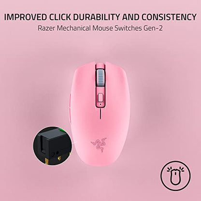 Razer Orochi V2 Mobile Wireless Gaming Mouse: Ultra Lightweight - 2 Wireless Modes - Up to 950 Hr Battery Life - Mechanical Mouse Switches - 5G Advanced 18K DPI Optical Sensor - Quartz Pink - color: Quartz Pink