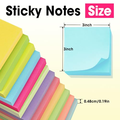 30 Pads Sticky Notes 3x3, Self-Stick Pads Bulk Bright Colors, School Supplies, Office Products, 50 Sheet/Pad - color: 30 Pads