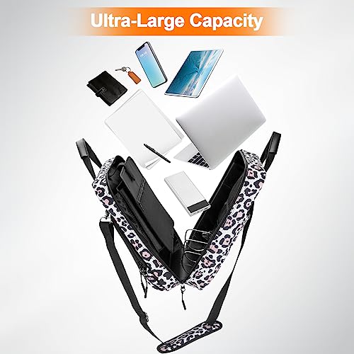 3 Ring Zipper Binder Inch D-Ring, with Strap 600 Sheet Capacity & Multi-Pockets School and Office Organizer, Compatible 13-Inch MacBook (Patent Design Leopard) 3Inch-D-ring - color: Leopard, size: 3Inch-D-ring
