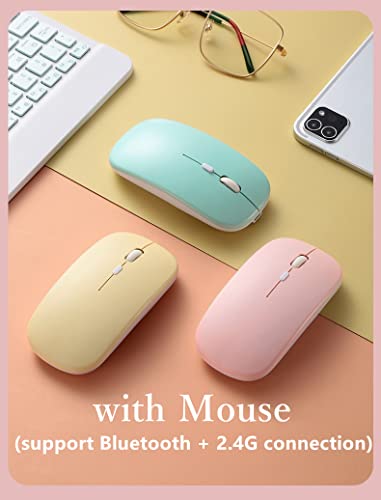 Keyboard Case Compatible with iPad 11th Gen (A16 2025)/ iPad 10th Generation 2022 Case with Bluetooth Mouse Round Key Cute Removable Color Keyboard Cover,Mist Blue - color: Mist Blue, size: iPad(A16)/iPad 10th Gen