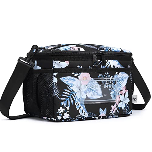 SUNNY BIRD Insulated Lunch Bag with Foldable and Leakproof Design, Thermally Insulated, Shoulder Strap for Women, Men and Teen (Hibiscus) - color: Hibiscus