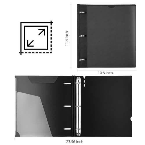 1 Inch Telescoping 3 Ring Binder-12PCS, Flexible Binder with Customized Front Cover, Holds 8.5x11 Paper, School Office Supplies, Black - color: Black, size: 1 Inch, style: with Customized Cover - 12PCS