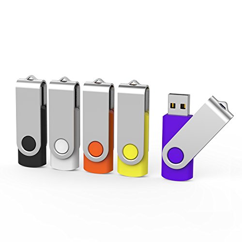 Aiibe 5pcs USB Flash Drive 4GB Pen Drive Thumb Drives USB Drive (5 Colors: Black Red Yellow White Purple) - color: 5 Mixed Colors, size: 4GB
