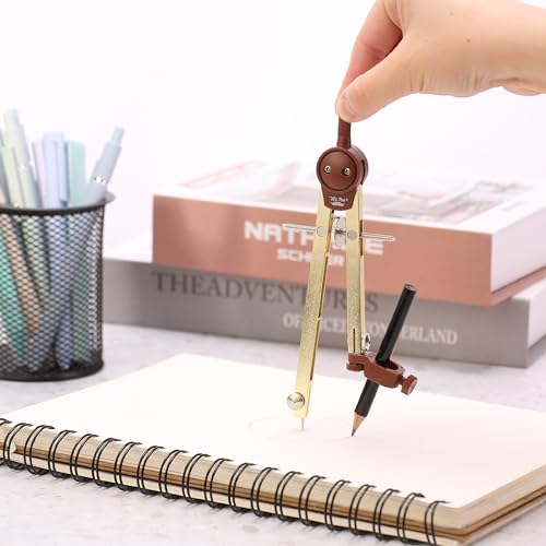 Mr. Pen- Metal Geometry Compass, Center-Wheel Design | Precision Drafting Compass with Pencil for School & Technical Drawing, Draws Circles up to 11 Inches Diameter - color: Gold