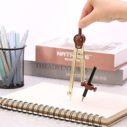 Mr. Pen- Metal Geometry Compass, Center-Wheel Design | Precision Drafting Compass with Pencil for School & Technical Drawing, Draws Circles up to 11 Inches Diameter - color: Gold