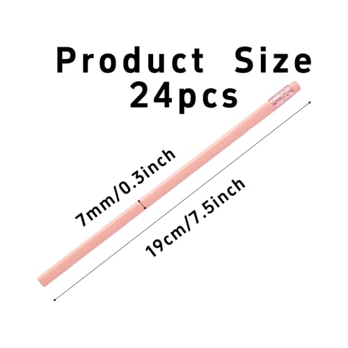 24Pcs HB Graphite Triangular Grip Wood Pencils with Eraser for School, Drawing and Sketching, and Office Use(Pink) - color: Pink