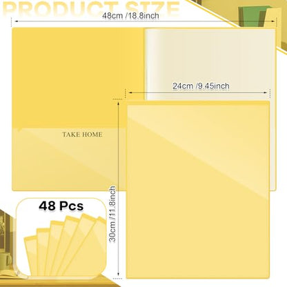 Henoyso 48 Pcs Yellow School and Home 2 Pocket Folders with 4 Clear Inner Pockets Plastic Heavy Duty Homework Folders Parent Teacher Communication for Student Home Office Classroom,11 x 9 Inch - color: Yellow