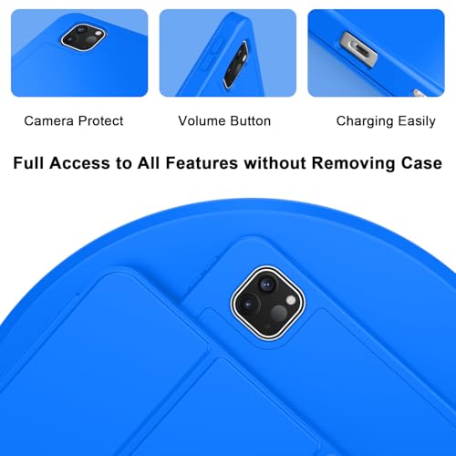 ZryXal iPad Pro 11 Inch Case (M5) 2025/ (M4) 2024 (Model: A2836/A2837/A3006), Trifold Stand Smart Cover with Pencil Holder and Soft TPU Back, Auto Wake/Sleep (Medium Blue) - color: Medium Blue