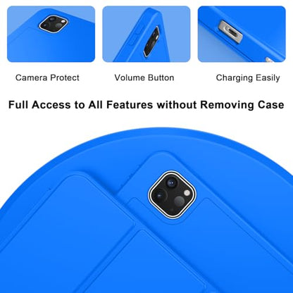 ZryXal iPad Pro 11 Inch Case (M5) 2025/ (M4) 2024 (Model: A2836/A2837/A3006), Trifold Stand Smart Cover with Pencil Holder and Soft TPU Back, Auto Wake/Sleep (Medium Blue) - color: Medium Blue