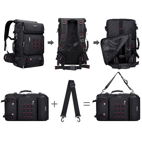 WITZMAN Carry on Travel Backpack for Men Airline Approved Fits 16" Laptop | Nylon 3 in 1 Luggage Duffle Bag with USB Charging Port, Shoe Compartment, For Weekend Getaway, Overnight Trip, B682 Black) - color: 01.black
