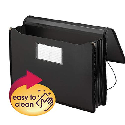 Smead Poly Wallet, Accordion File Organizer for File Folders, Legal Size, Black, 5-1/4 inch Expansion, Office Supplies, Document Organizer (71510) (Pack of 12) - size: Legal (Pack of 12), style: Black