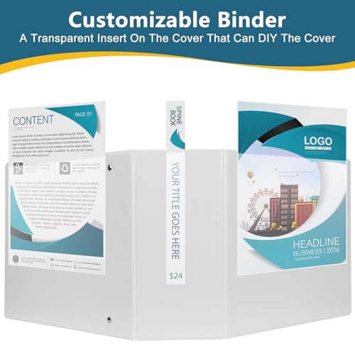 CIXILDTS 5-Inch 3 Ring Binder, Standard 5" Slant-D Ring Binder Fit Letter Size Paper, Presentation View Binders, White, 6-Pack - color: White, size: 5", style: 6-Pack