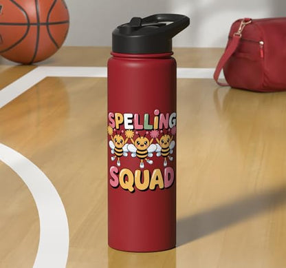 Spelling Squad Teacher Student Coach Classroom Stainless Steel Insulated Water Bottle - color: Red
