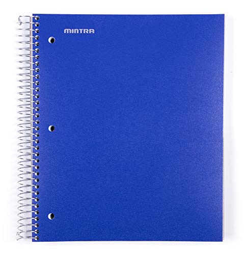 Mintra Office Durable Spiral Notebooks, 5 Subject (Blue, College Ruled 1pk) - color: Blue, size: College Ruled 1pk