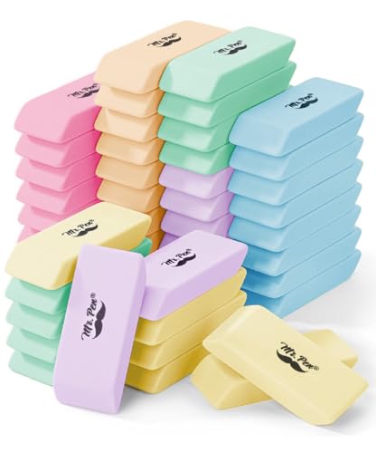 Mr. Pen- Pencil Eraser Bulk, 48 Pack, Pastel Colors | Large Latex Free Block Erasers Bulk for School, Office, Art Sketching, Homework, Exams, Clean Smudge-Free Correction - color: Pastel, size: 48 Pack