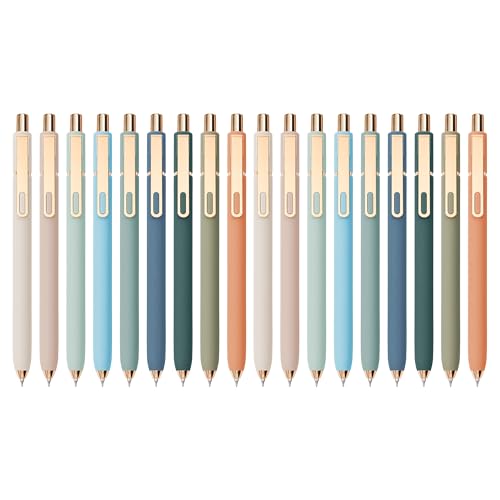 Linbsunne Gel Pens Black Ink Pens for Office 0.5mm Fine Point Pen Smooth Writing Retractable (Metal gold clip-18 pcs) - color: Gold clip-18 pcs