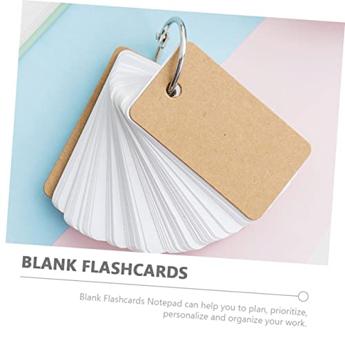 Operitacx 4Pcs Binding Ring Blank Cards Thick Memo Card Notepads Kraft Cover Portable for Students and Learning Activities - size: 7.00X4.00X3.00CM