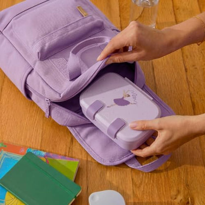 Kids Bento Explorer Lunch Box, 3 No-Mix Compartments, Microwave & Dishwasher Safe, Lightweight with Removable Tray, for Daycare, Preschool, School (Purple Light Powder Clevapirouette Friend) - color: Purple Light Powder Clevapirouette Friend