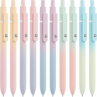 Vanhench 10Pcs Gel Pens, Black Ink Cute Pens for Trendy Stuff, Happy Birthday Gift Basket, Aesthetic Office Supplies (10PCS Gradient) - color: 10PCS Gradient (Black Ink)