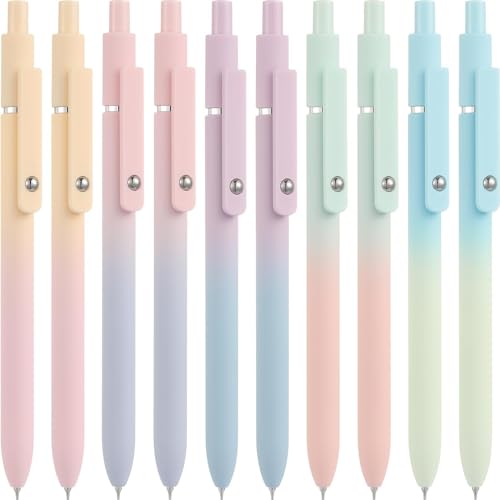 Vanhench 10Pcs Gel Pens, Black Ink Cute Pens for Trendy Stuff, Happy Birthday Gift Basket, Aesthetic Office Supplies (10PCS Gradient) - color: 10PCS Gradient (Black Ink)