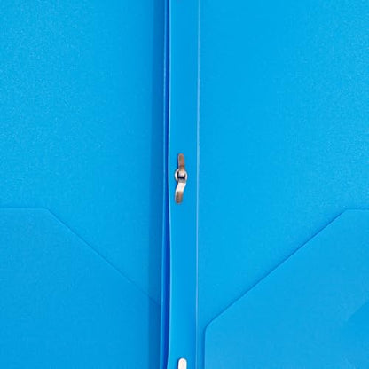 JAM PAPER Plastic Color POP Folders - 2 Pocket Durable Folders with Metal Prongs Fastener Clasps - Blue - 6/Pack - color: Light Blue, size: 6 Per Pack