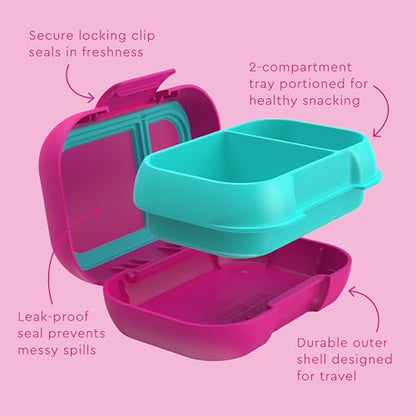 Bentgo Kids Snack Leak-Proof 2 Compartment Bento-Style Container | For Snacks & Small Meals, Easy-Open Latch, Dishwasher Safe, BPA-Free for School, Daycare, & Sports, Ages 3+ (Fuchsia/Teal) - color: Fuchsia/Teal