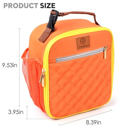 Genteen Kids Lunch Box Insulated Soft Mini Cooler with Bottle Holder, Lightweight Reusable Easy-Clean Lunch bag for Girls, Boys Back to School-Orange - color: Orange