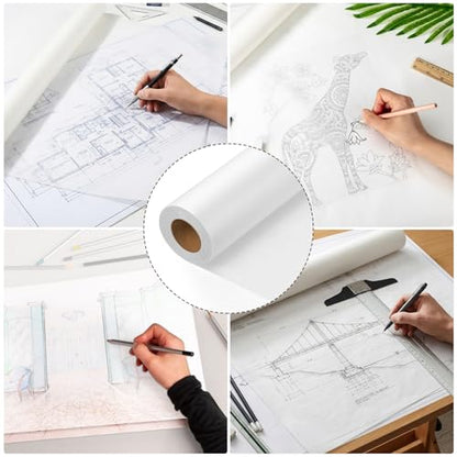 Tracing Paper Roll 36 in × 35 yd, White Translucent Paper for Sewing | 26gsm Tear-Resistant Paper, Smooth Smudge-Free Surface, Easy Pattern Transfer for Sewing, Drawing, Wrapping - size: 36in x 35yd